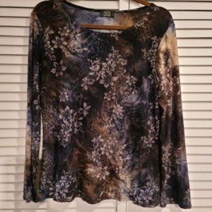 Womens Shannon FORD of New York Glitter Floral Design Large Pullover Top.